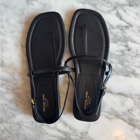 Michael Kors Collection Women’s Black Leather Sandals - Picture 2 of 4